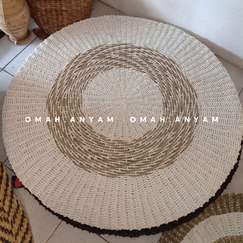 Karpet anyaman bulat/karpet seagrass sintetis/karpet ruang tamu/dekorasi kamar/anyaman seagras/karpe