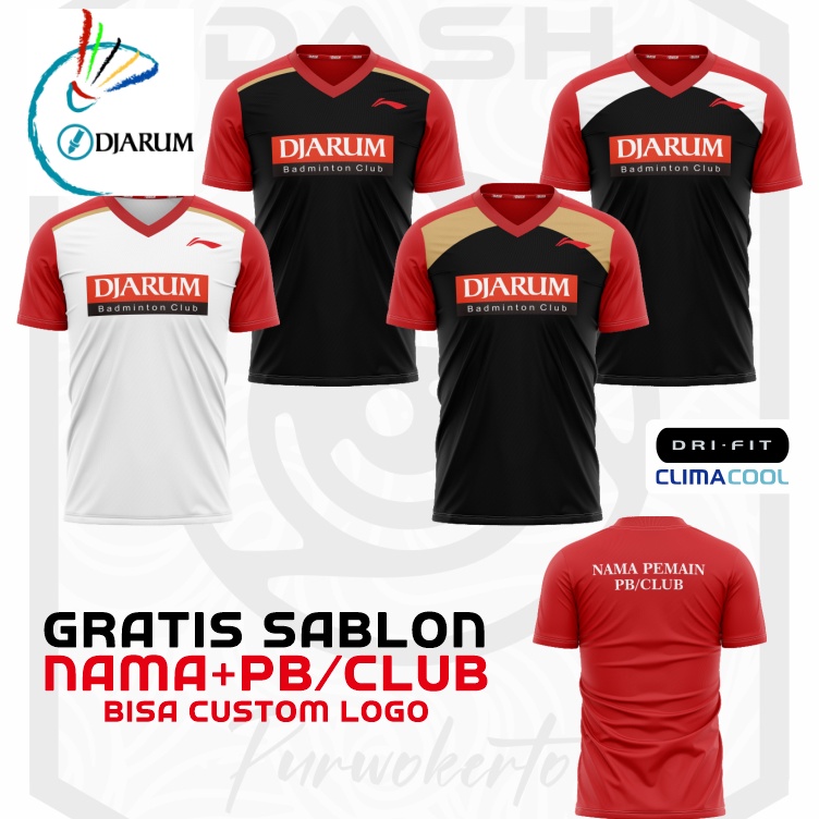 KODE D22N Jersey Badminton Djarum Baju Badminton Djarum Gratis Sablon