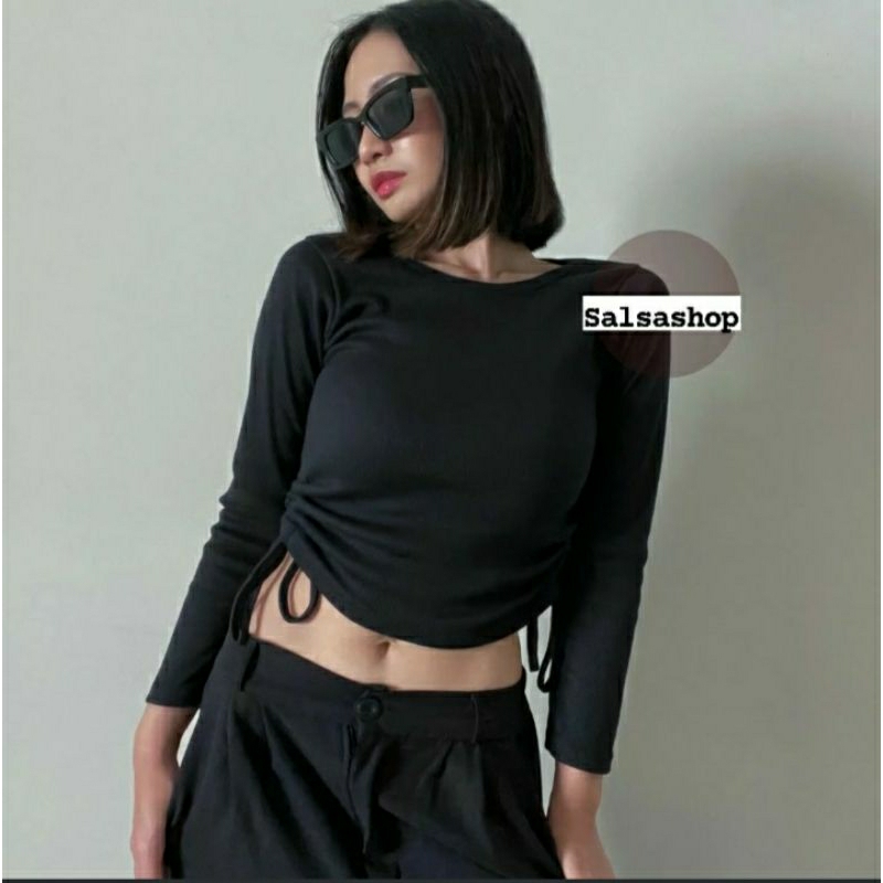 TOP BLOUSE SERUT / CROP TOP SERUT LENGAN PANJANG WANITA / CROP TOP
