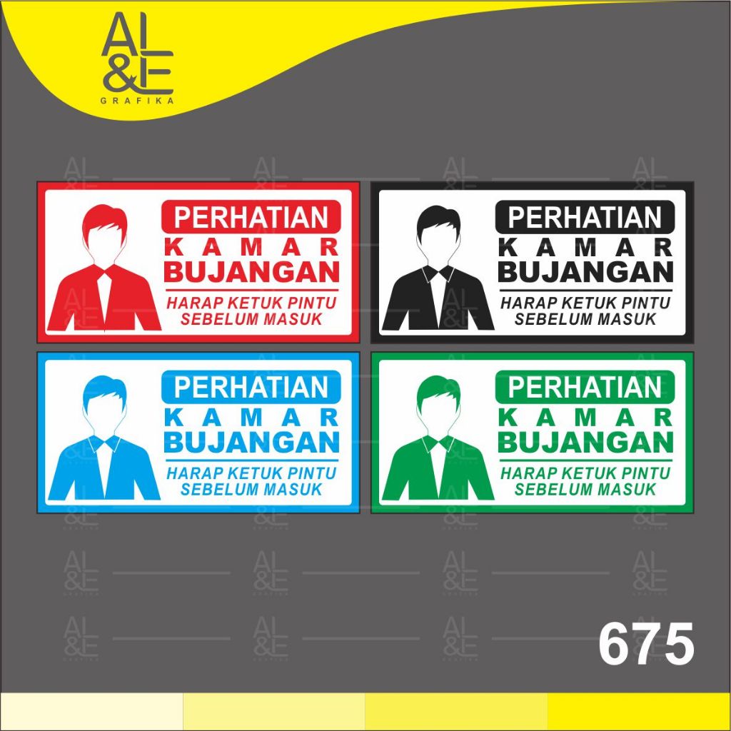 

675 - Stiker Perhatian Kamar Bujangan, Harap Ketuk Pintu Sebelum masuk, Sticker Vinyl, Premium, Tahan Air
