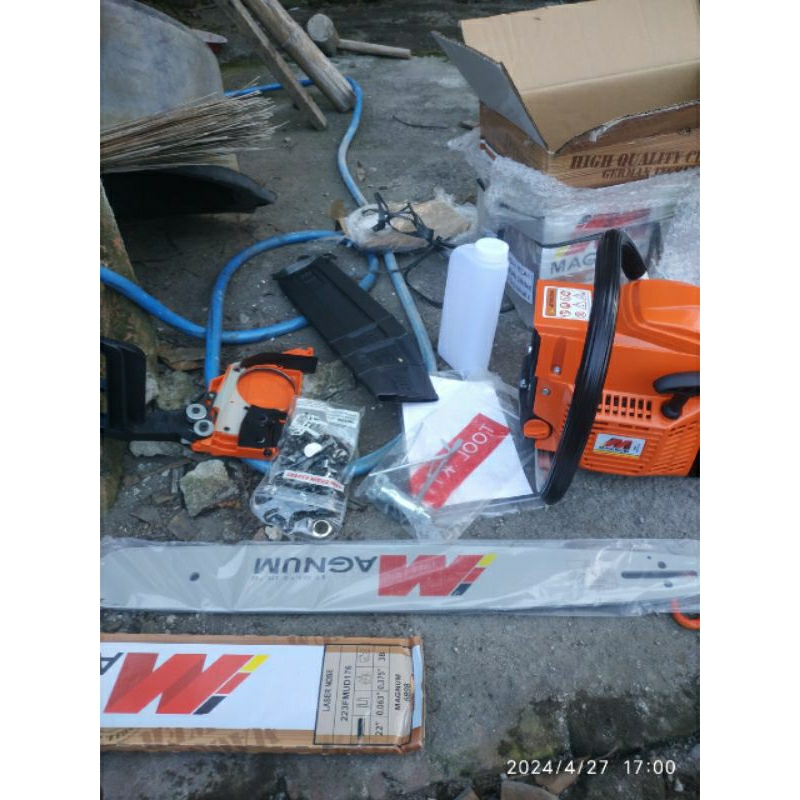 Chainsaw senso Magnum bar laser tip 22 inchi MG6898 58 cc, kondisi baru hanya tes review saja
