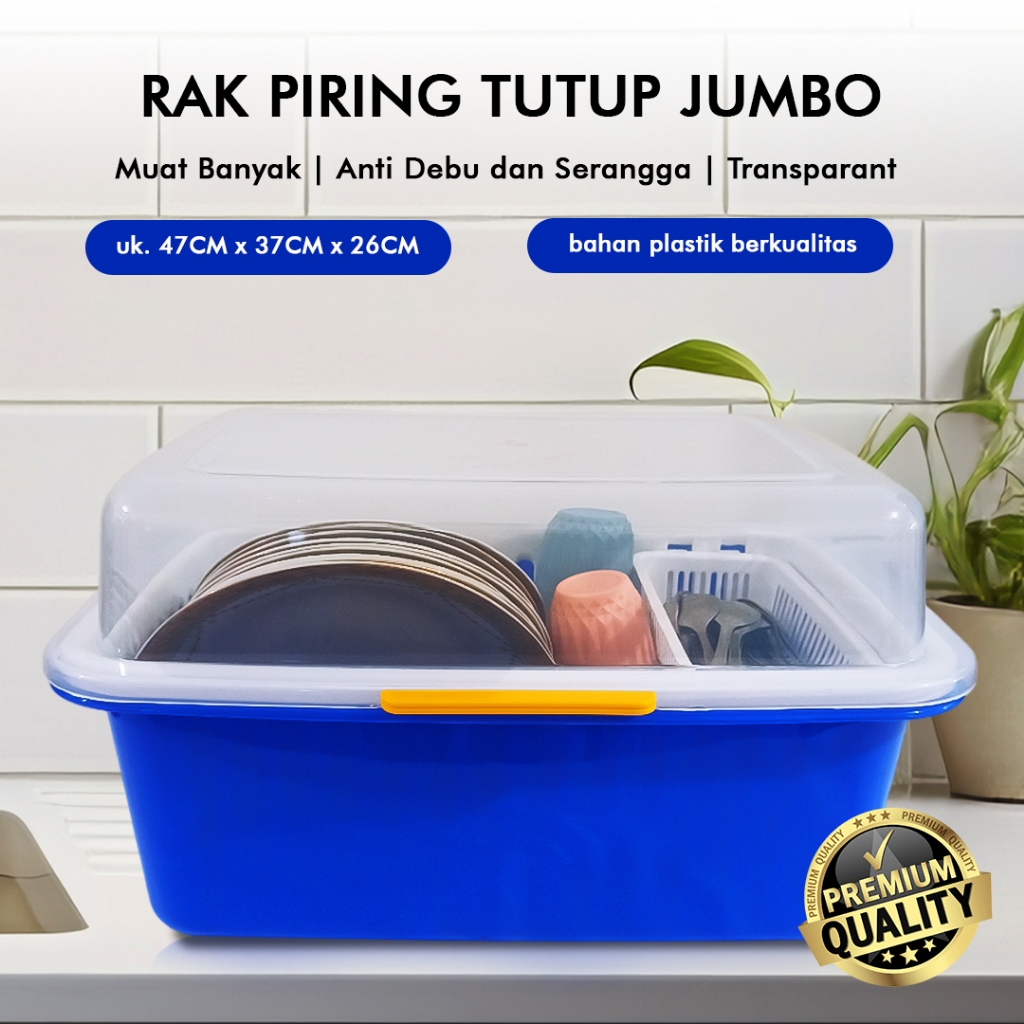 Rak Piring Tutup/ Rak Pengering Piring Dan Gelas/ Bahan Plastik Berkualitas / Anti Debu