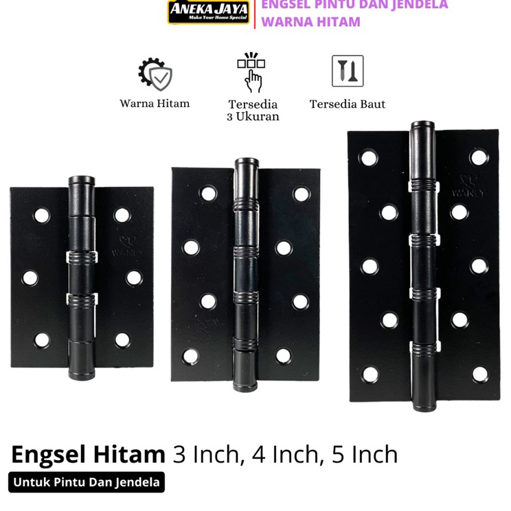 Garansi Terbaik Engsel Pintu Rumah Hitam Doff 3 inci 4 Inch 5 inchi Tebal MuraH Awet Berkualitas