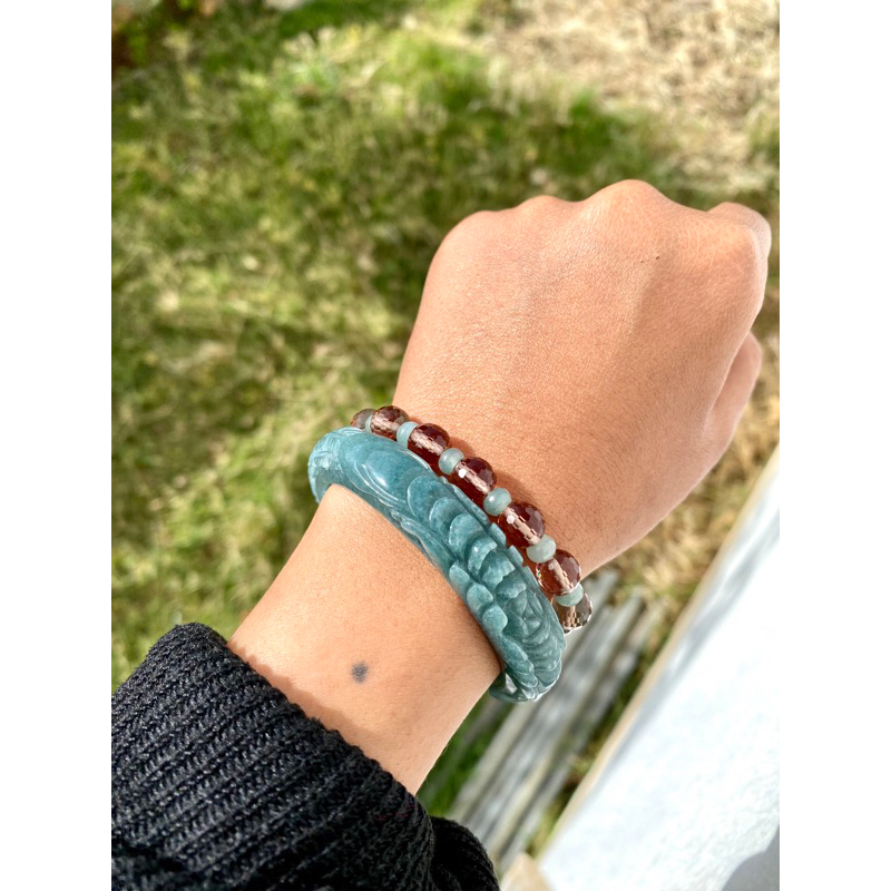 Gelang Zultanite X Blue Water Jade (GIOK Blue water) 8 mm