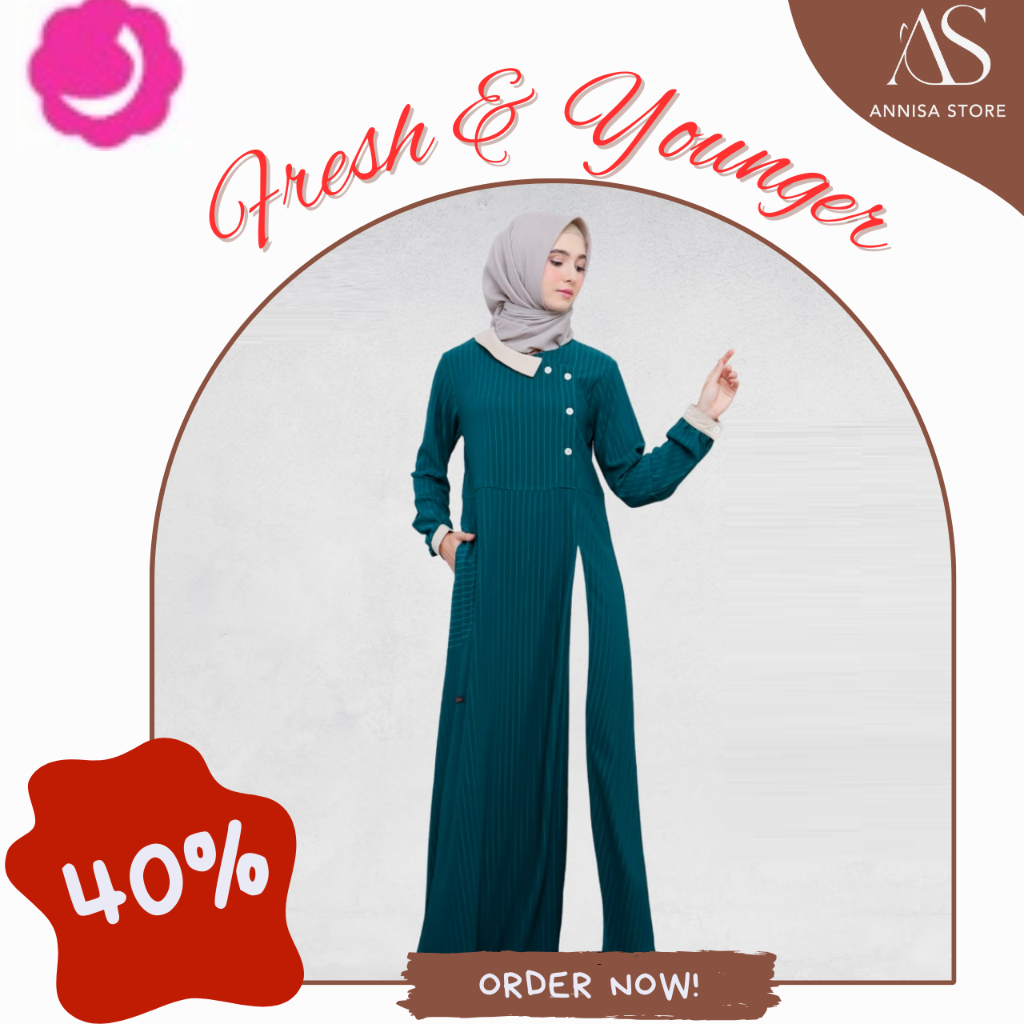 BAJU CASUAL REMAJA WANITA GAMIS DAILY OUTFIT RAHNEM GM 43 HIJAU  / BAJU GAMIS WANITA REMAJA CASUAL &