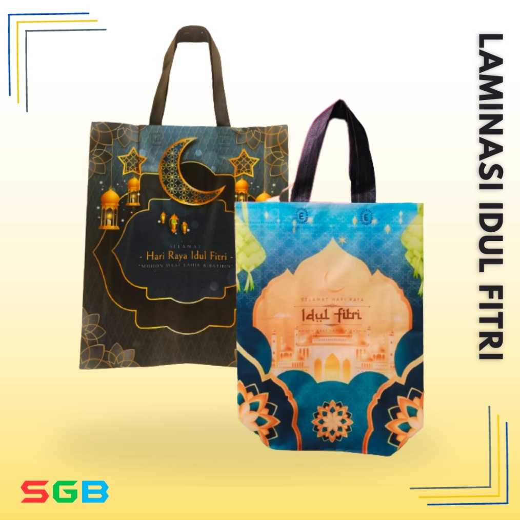 

Terlaris 1 LUSIN 12 pcs TALI 38x45x8 HANDLE BOX 3x4x1 LAMINASI IDUL FITRI Goodiebag