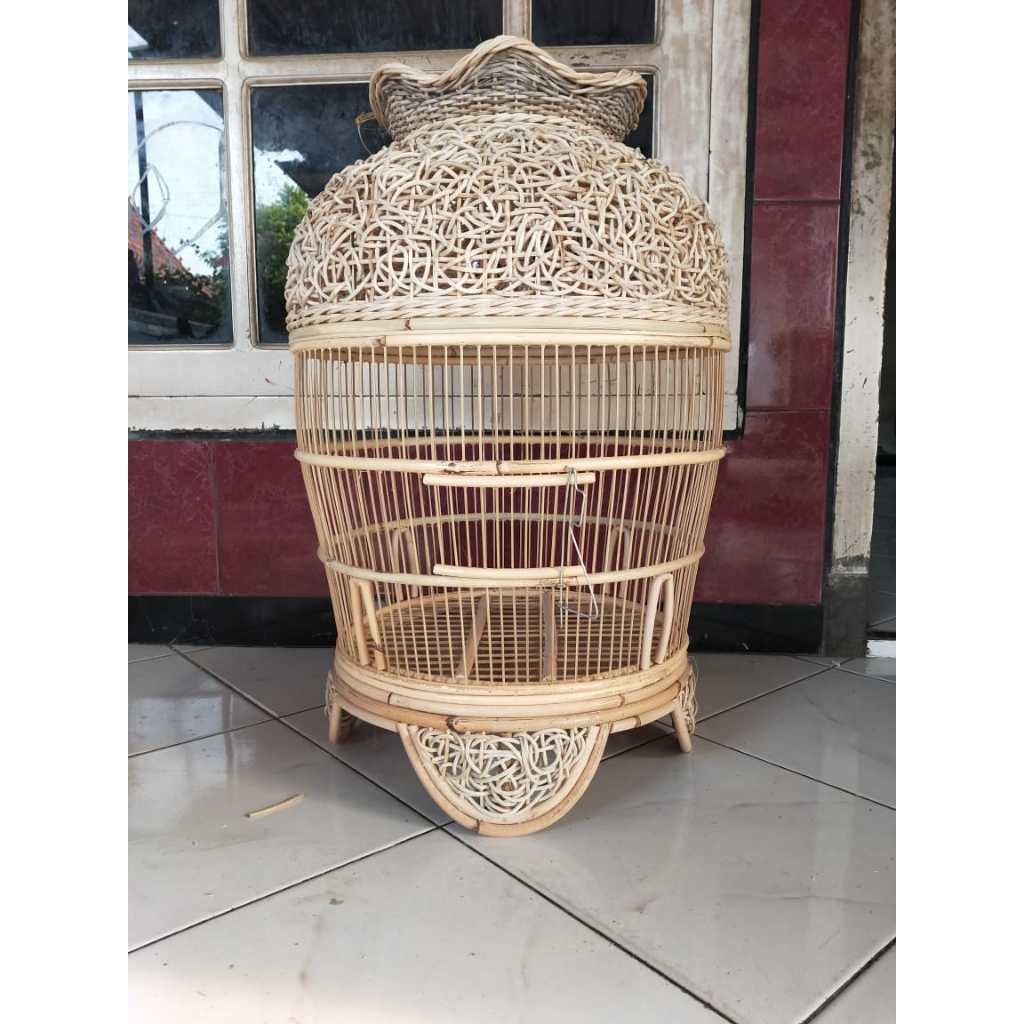 Sangkar Perkutut Anyaman Rotan Model Anyaman  Ruwet/Kruwe Tebok Lepas