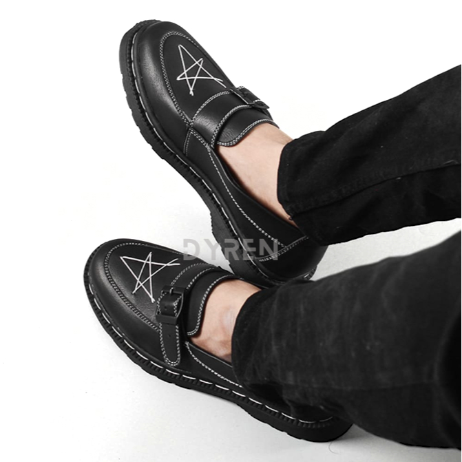 DYREN - Sepatu Pria Formal Casual Docmart Penny Model Bintang Star Hitam