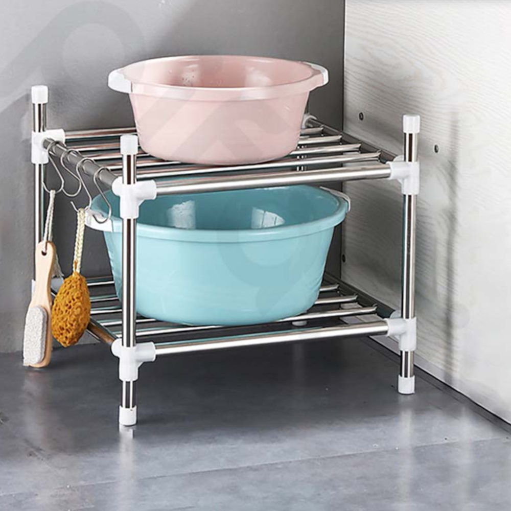 Rak Dapur 2 Susun - Penyimpanan Optimal untuk Panci, Wajan, dan Spatula