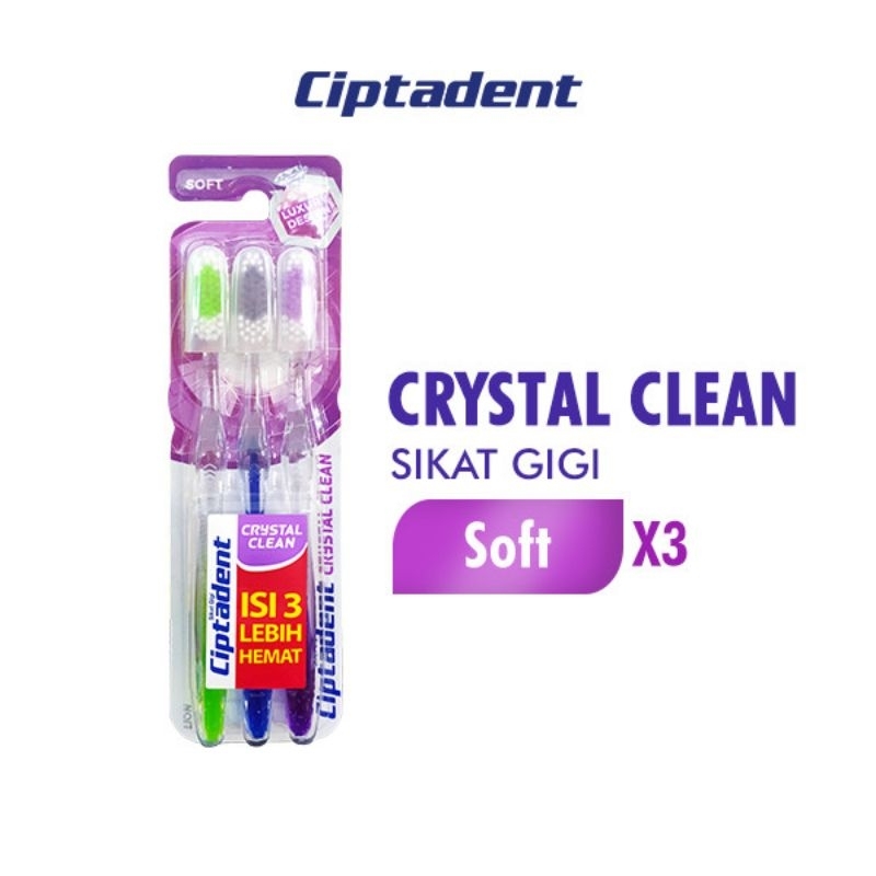 Sikat Gigi Ciptadent Crystal Clean Soft Isi 3 | Sikat Gigi Ciptadent Isi 3