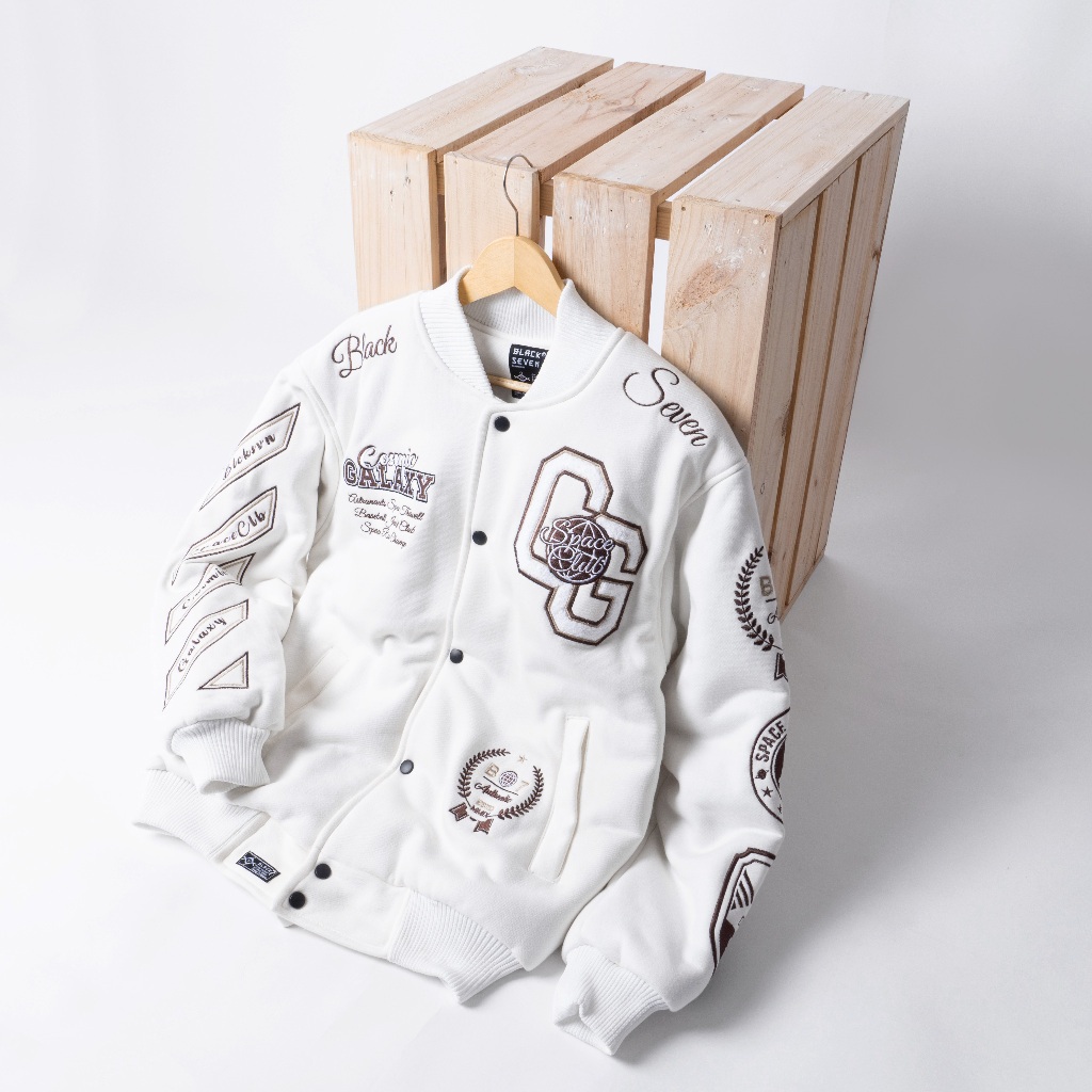 RCK SUPERMALL - VARSITY JACKET COSMIC GALAXY FULL WHITE