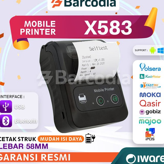 Mobile Printer Bluetooth Hp Android 58mm  Printer PPOB Kasir Kes Thermal 58mm Potable Printer Blueto