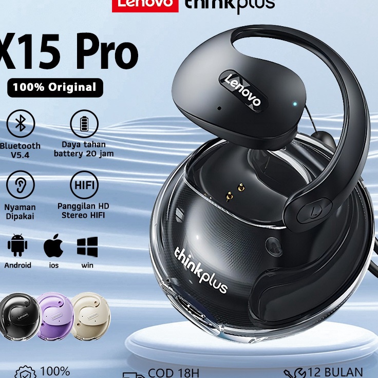 Kirim Langsung 1 ORI Lenovo Thinkplus X15 Pro OWS Headset Bluetooth 54 Headset Sport Noise Reduction