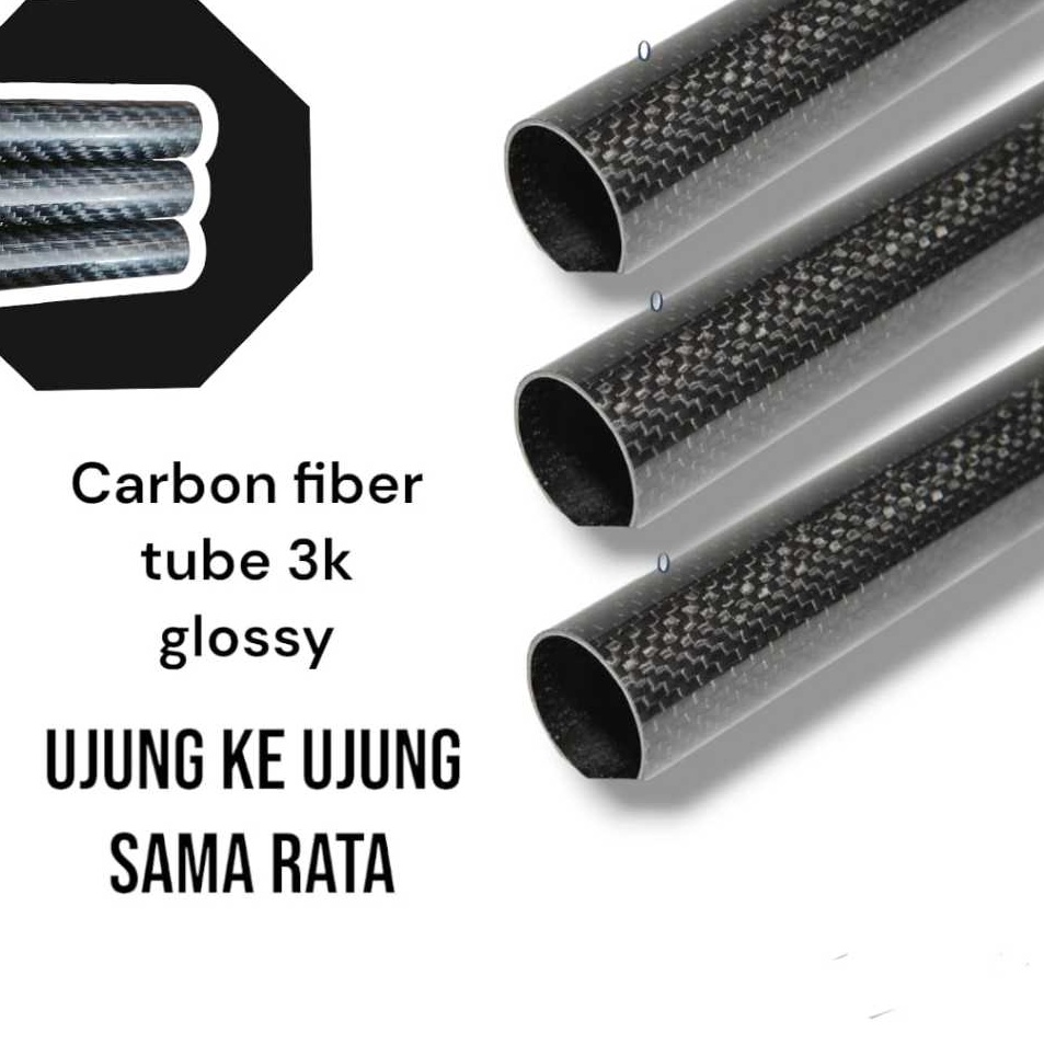 Carbon tube 3k 1mm x 8mm x 5cm  1meter pipa karbon holo glossy carbon fiber tube