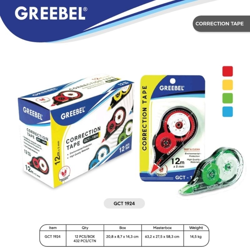 

Paling Murah !! Tipe X Roll Greebel Besar 12m x 5mm Corection Tape GCT 1924