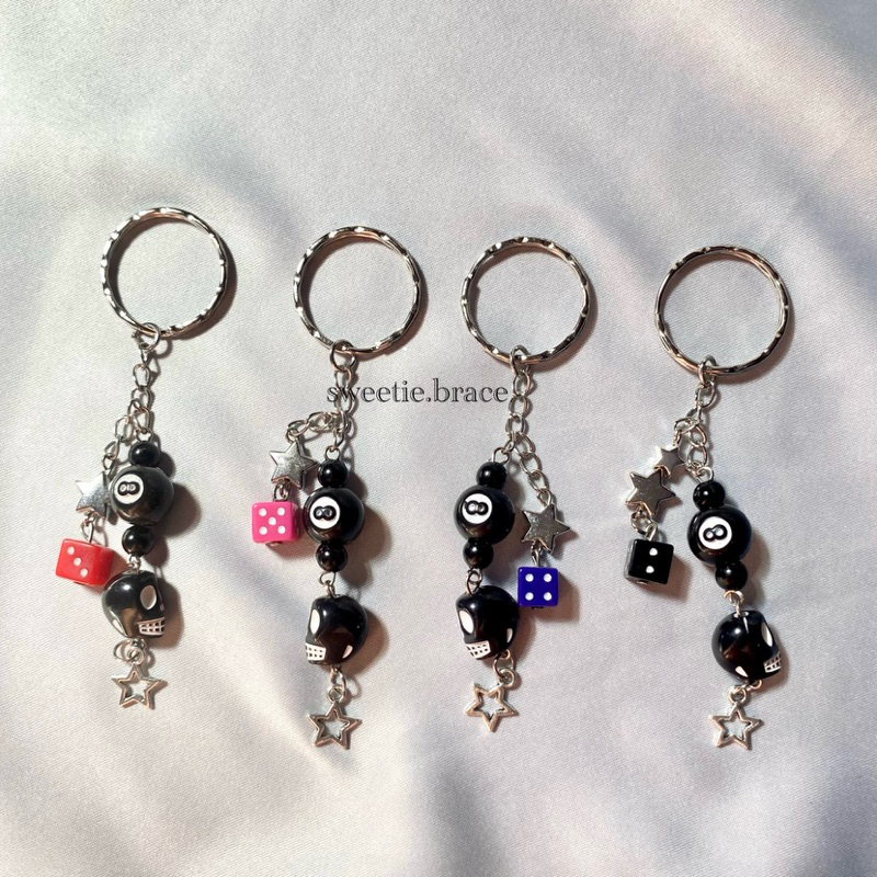 Gantungan Kunci Tengkorak | Skull 8ball Keychain | Keychain Beads | Gantungan Kunci Manik | Gantunga