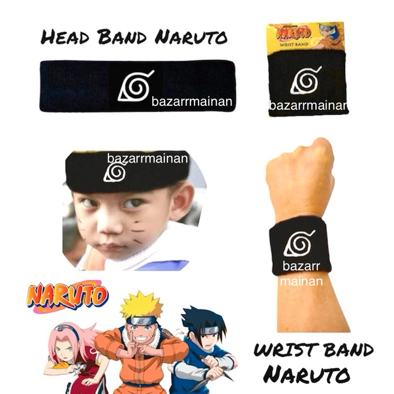 (ELASTIS) HEADBAND NARUTO / WRIST BAND NARUTO / HAND BAND DEKER TANGAN BAHAN KAIN IKAT KEPALA KAIN H
