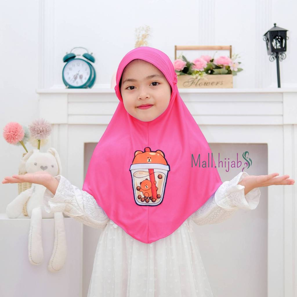 New Jilbab Anak Boba Lucu / Hijab Boba Anak / Kerudung Instan Boba Anak / Bergo Anak Boba / Jilbab J