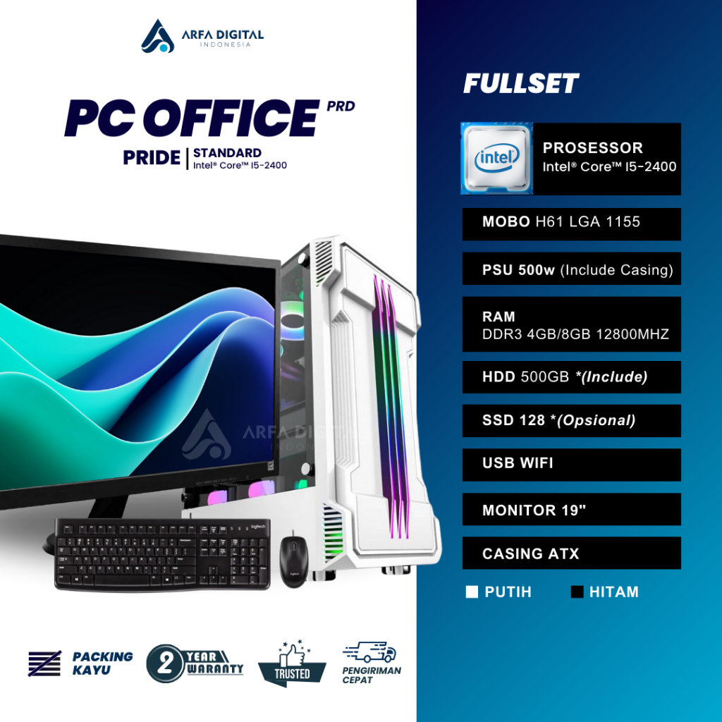Komputer Full Set Murah Intel Core I5 Ram 8GB SSD 120GB HDD 500GB LED 19