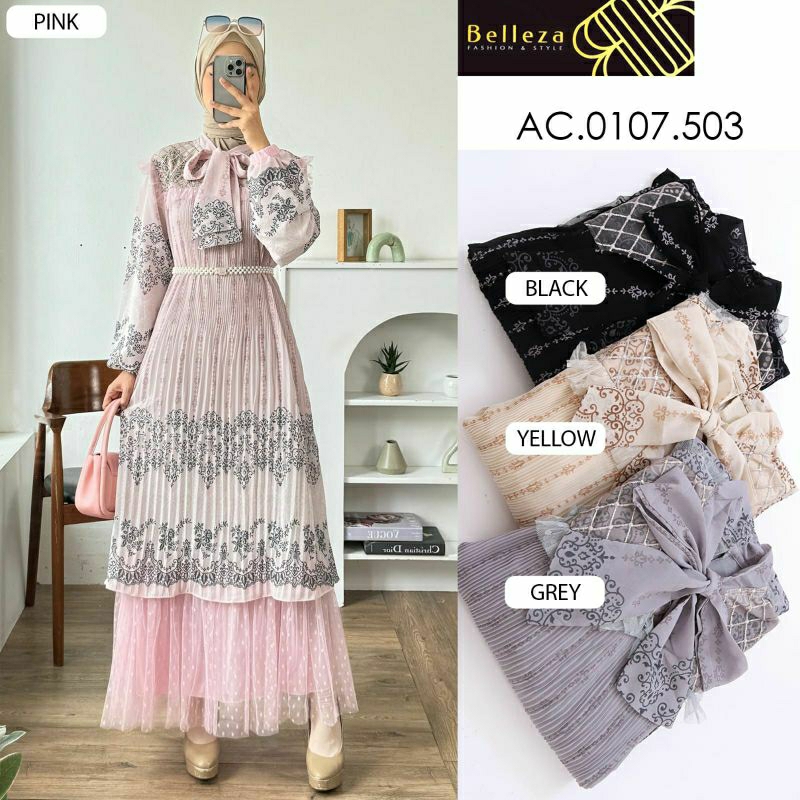 GAMIS PLISKET REMAJA WANITA MOTIF BUNGA KOMBINASI TUTU POLKADOT POLKA IMPORT FREE SABUK MUTIARA