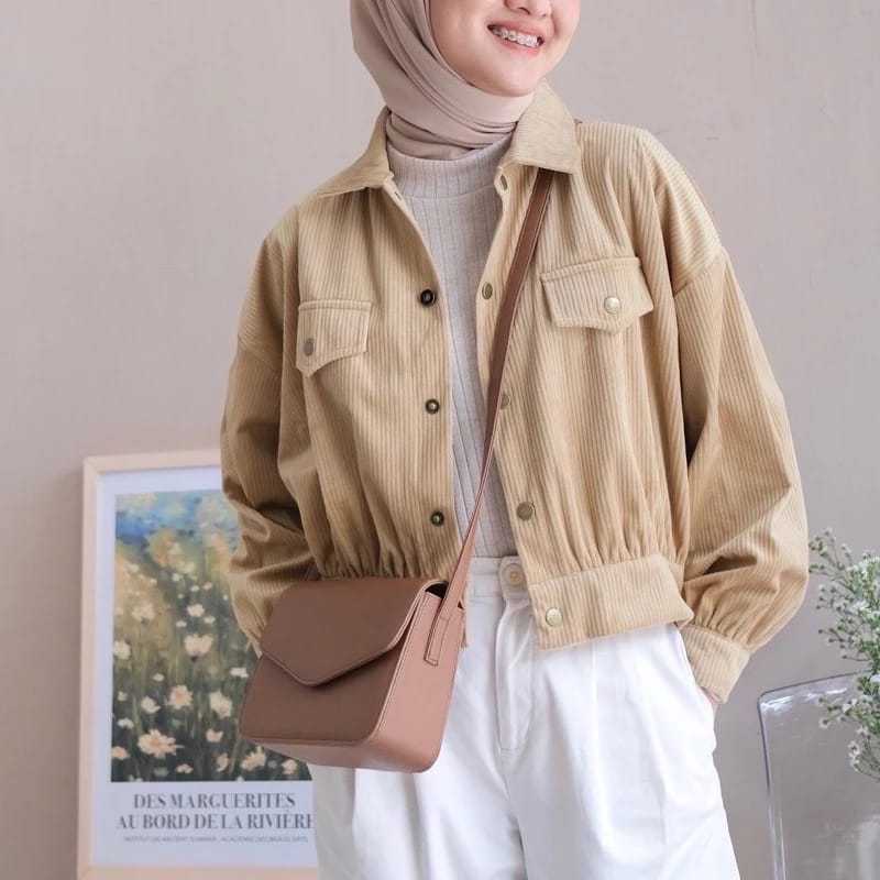 kameja corduroy wanita / outer corduroy wanita lengan panjang / kameja bahan corduroy