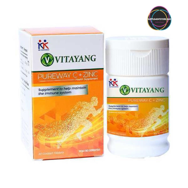

Vitayang Pureway C + Zinc 1 Box 30 Tablet Vitamin C Imun Booster Antioksidan Penangkal Virus KK Indonesia Original