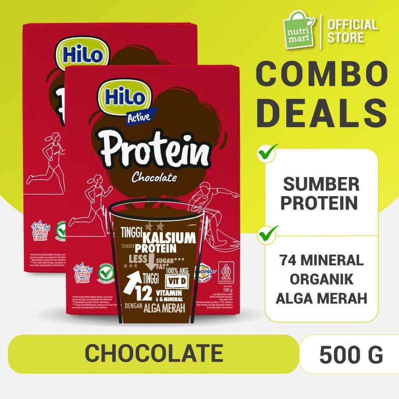 

Twin Pack - HiLo Active Chocolate 500g dengan Alga merah - Susu Tinggi Kalsium Lebih Rendah Lemak