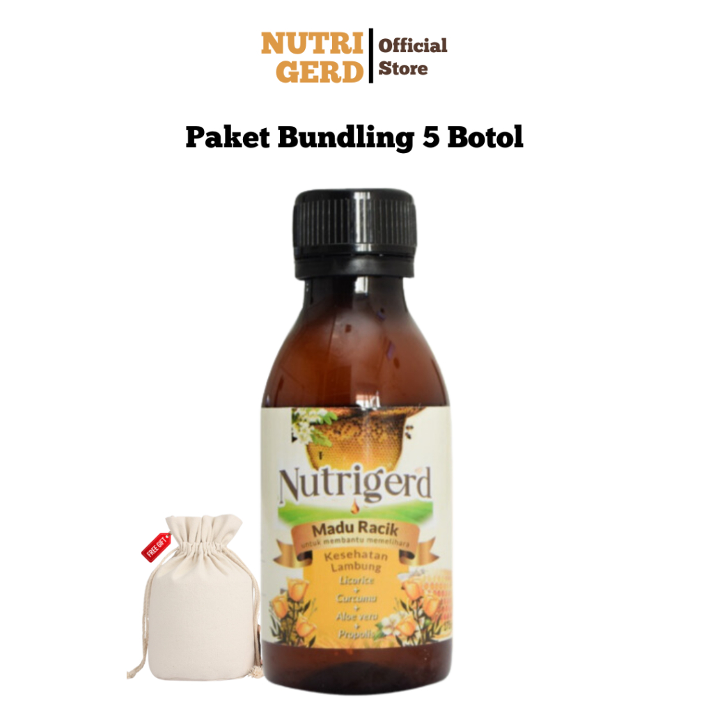 

Nutrigerd Madu Herbal Berat Bersih 175 Gram Paket 5 Botol Free Gift Tas Serut