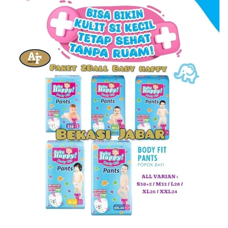 BABY HAPPY PANT PAKET 2BALL TERSEDIA UKURAN S38/M34/L30/XL26