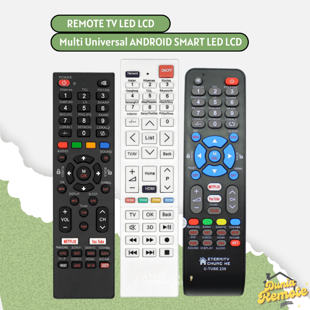 Remote Remot TV ANDROID Smart Multi Universal berbagai merk series (samsung, toshiba, hitachi, daenw