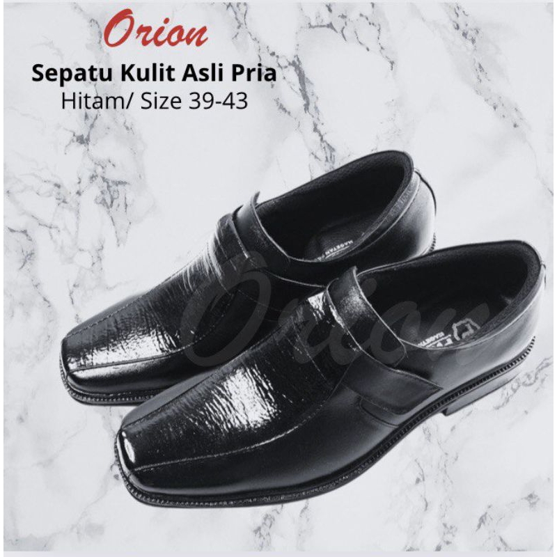 SEPATU KULIT PRIA/ PANTOFEL HITAM KULIT SAPI ASLI