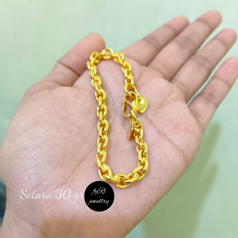 Gelang medan sepuhan imitasi emas 24k setara 30gram emas