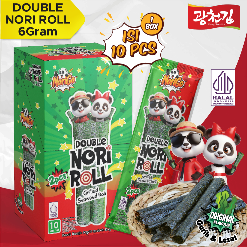 

Snack Double Nori Roll Grilled Seaweed Roll 1 Box isi 10Pcs / Snack Rumput Laut 6g