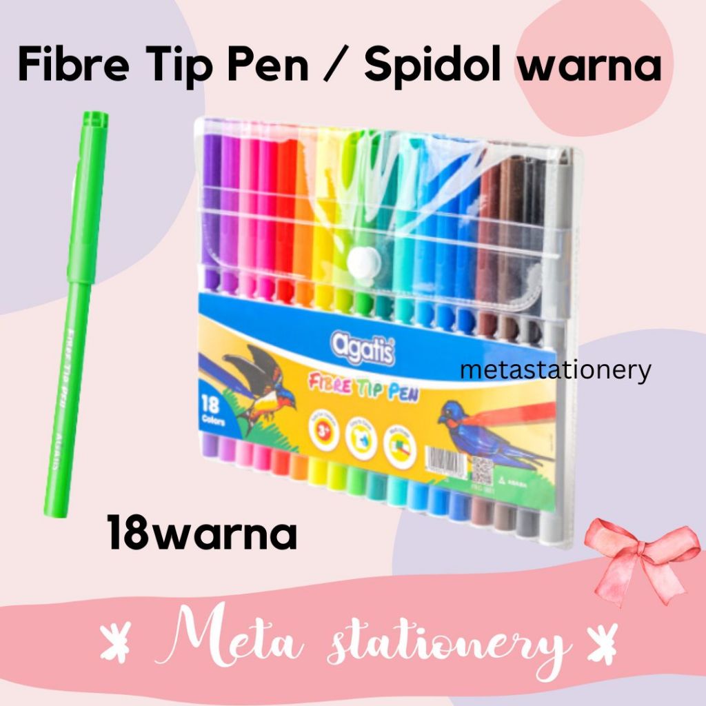 

Fibre Tip Pen / Color Markers / Spidol 18 Warna Agatis