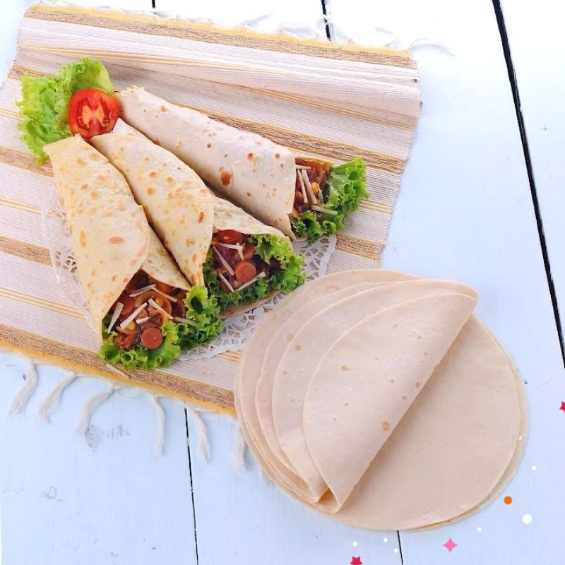 

#hanya kirim instan #Tortilla tebal #frozen food #kulit kebab,syawarma #diameter 23cm #1pack isi 20pcs #khusus area jatim #kuat #lembut #lentur #gampang dilipat/dibentuk #tidak mudah sobek #packing aman #pengiriman cepat #malang #jawa timur #indonesia