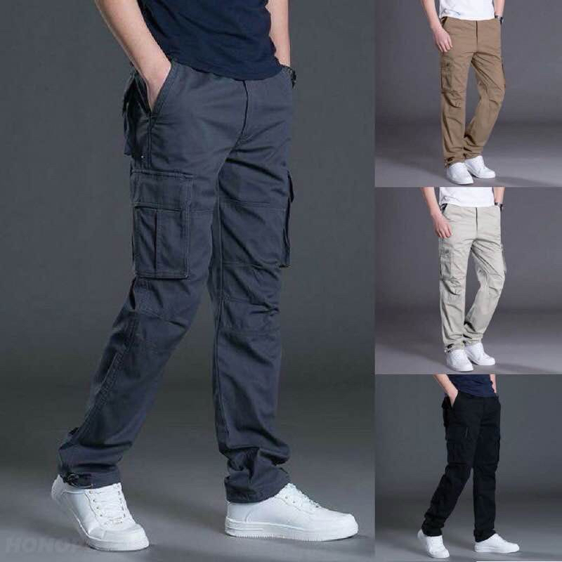 YANG LAGI BUNDLING Celana Cargo Panjang Pria POLOS Original Katun Jumbo Slimfit Army Laki Laki Murah