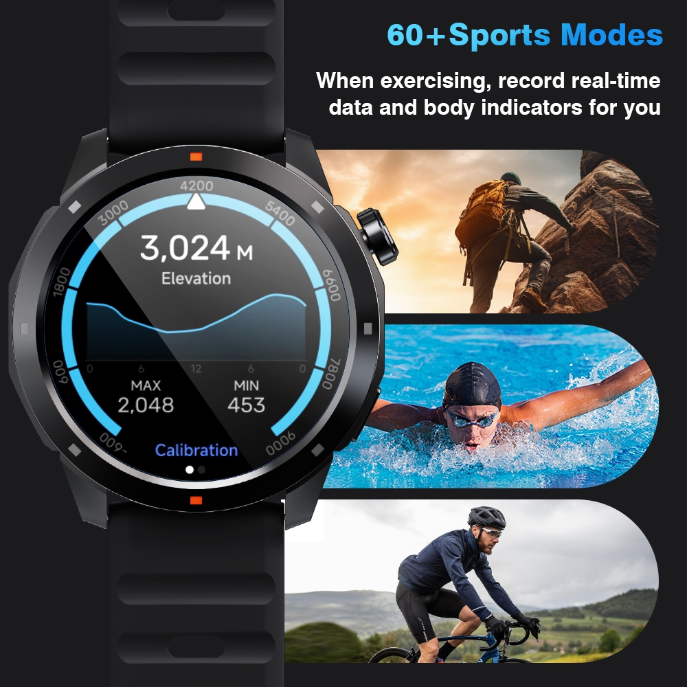 Aolon Navi R3 Jam Tangan Pria GPS Map Running Pace AOD Display Amoled Screen Smartwatch Stainless Steel 3ATM Waterproof Altitude-5