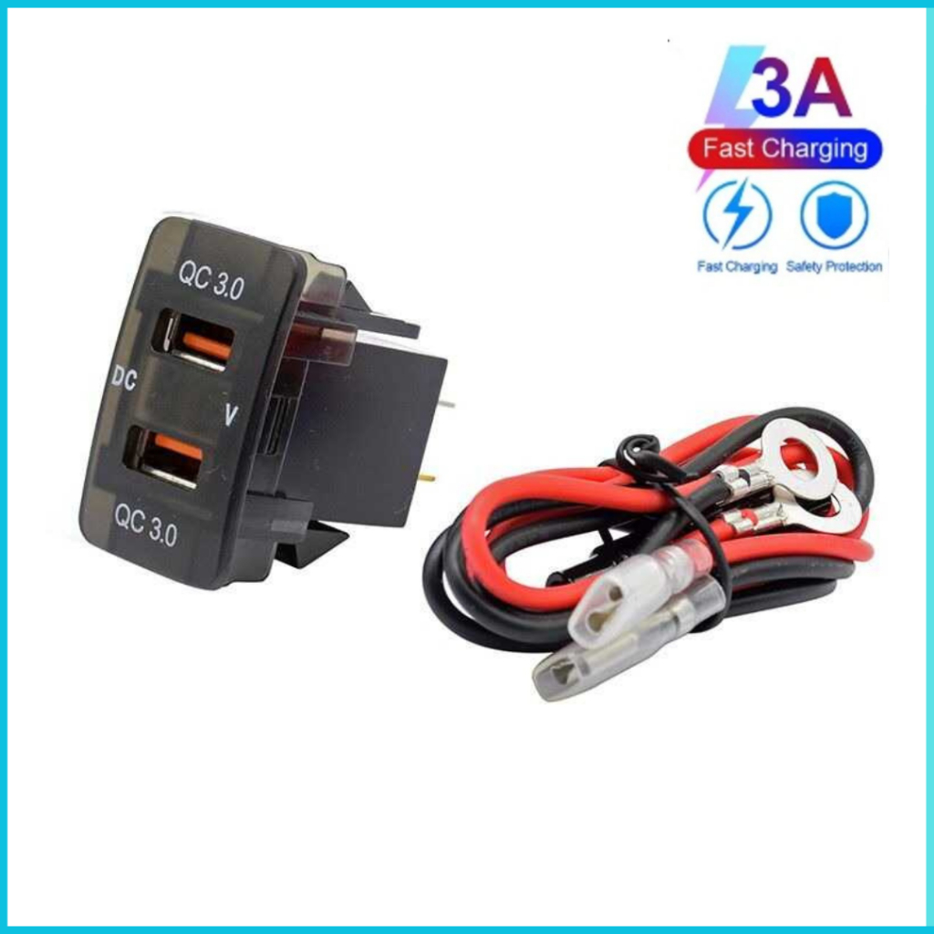 COD WAIMEI Charger Motor dan Mobil Dual Port USB QC 3.0A Digital Display LED Voltmeter Waterproof