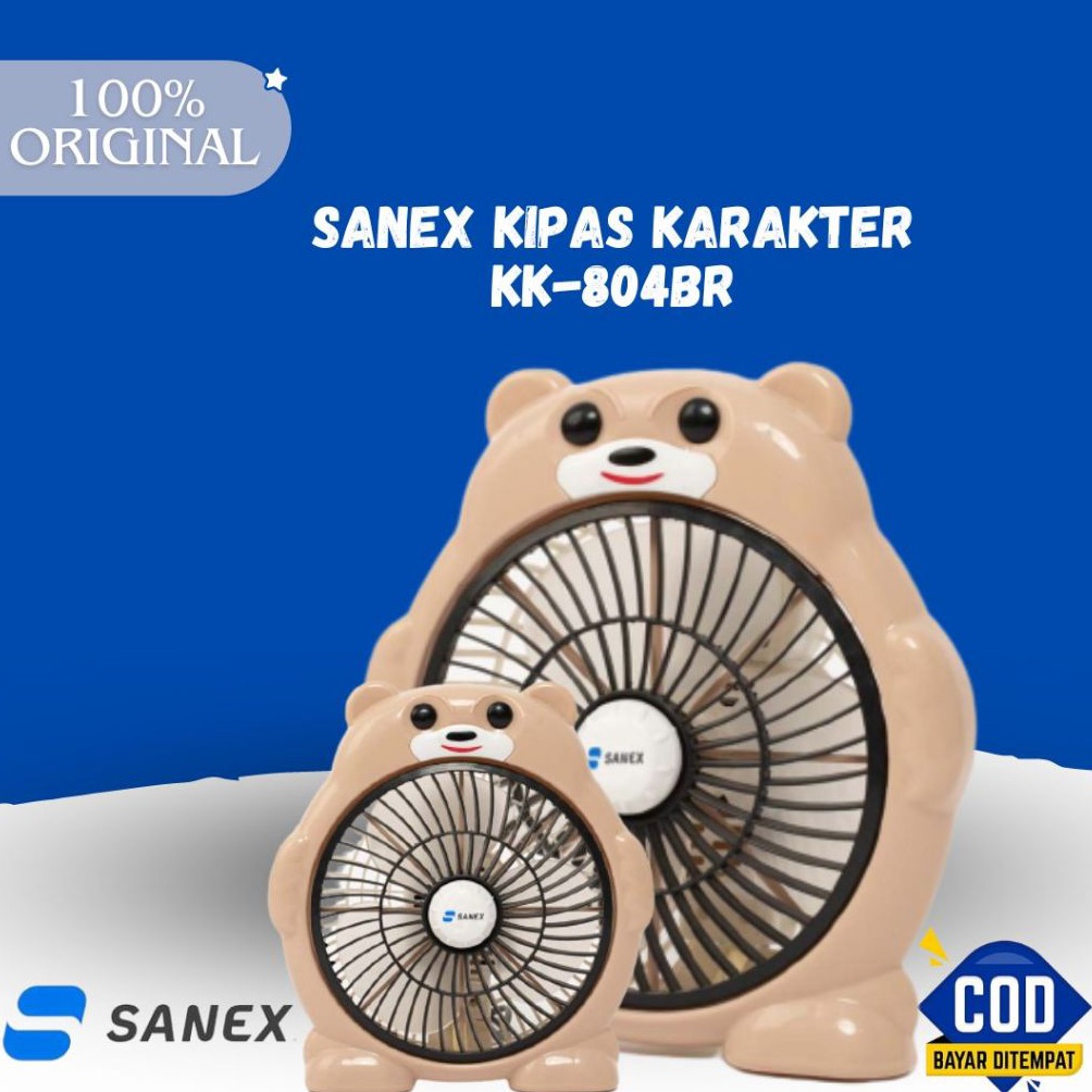 KODE M78D Sanex Box Fan Kipas Kotak Karakter Beruang 8 Inch Kipas Meja Kipas Kecil Kipas Lucu Kipas 