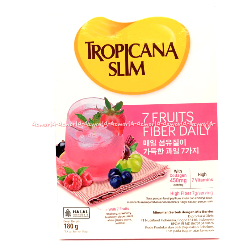 

Tropicana Slim 180gr 7 Fruits Fiber Daily Minuman Serbuk Mix Berries With Collagen Tropicanaslim Strawberry