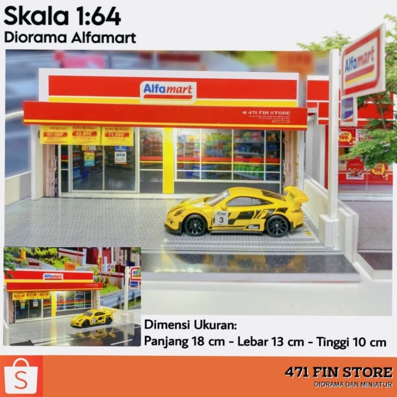 DIORAMA ALFAMART , Miniatur, Parkir Mobil Hotwheels diecast 1:64