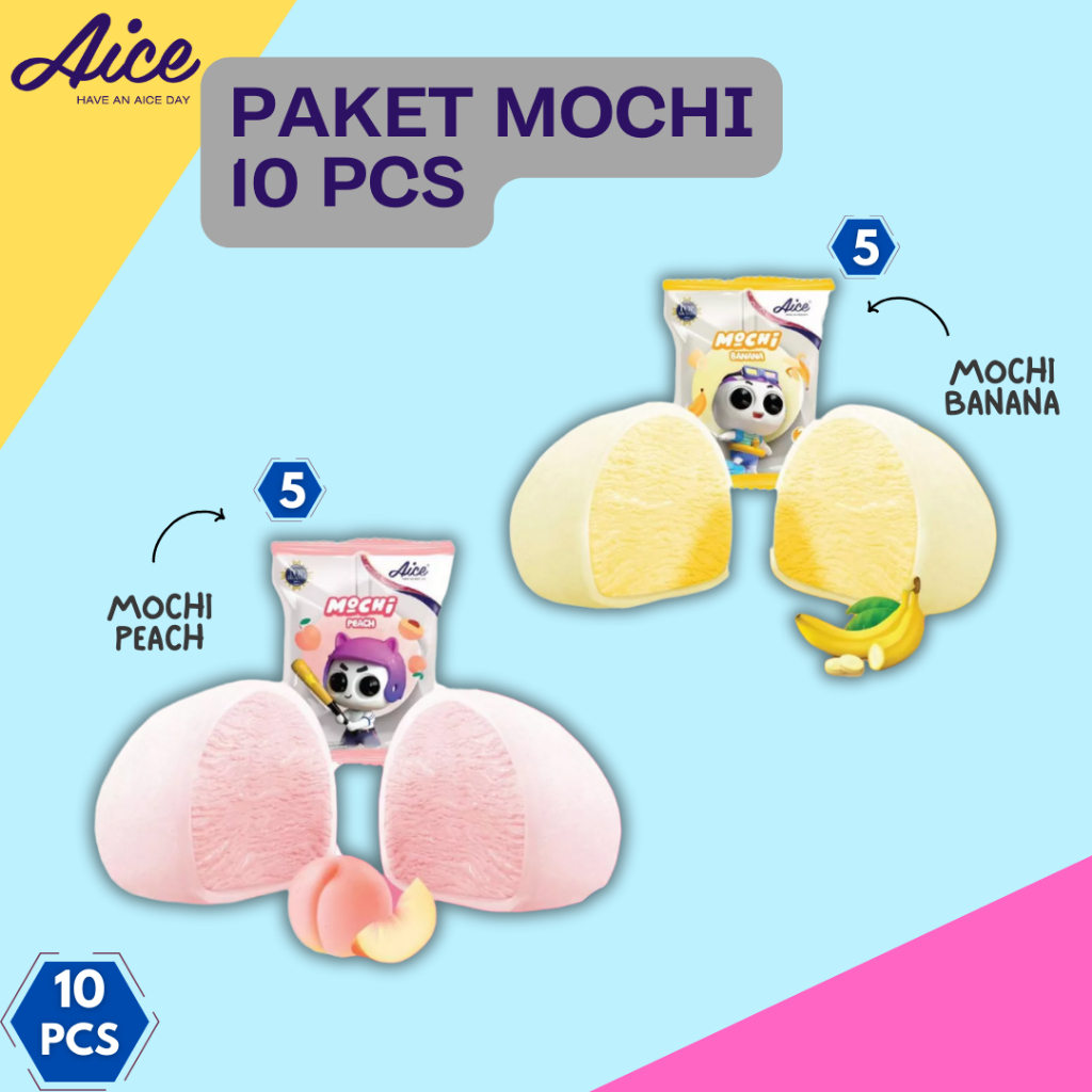 

Paket Es Krim 10 Pcs Mochi Lovers Moci Ice Cream Rasa Peach dan Banana