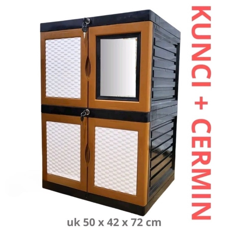 Dapatkan LEMARI PLASTIK LEMARI PAKAIAN LEMARI BAJU LEMARI BUKU SSN 2 KACA  KUNCI