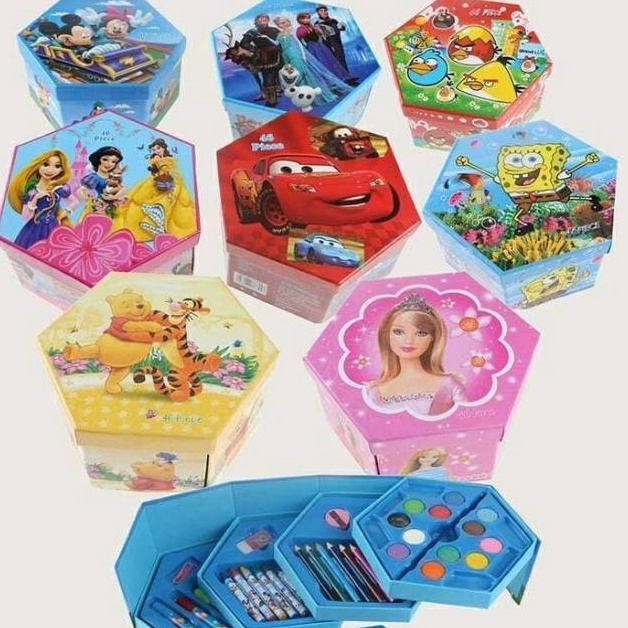 

46 IN 1 CRAYON SET 46 PC KRAYON ALAT MENGGAMBAR PENSIL WARNA CAT AIR KUA Berkualitas