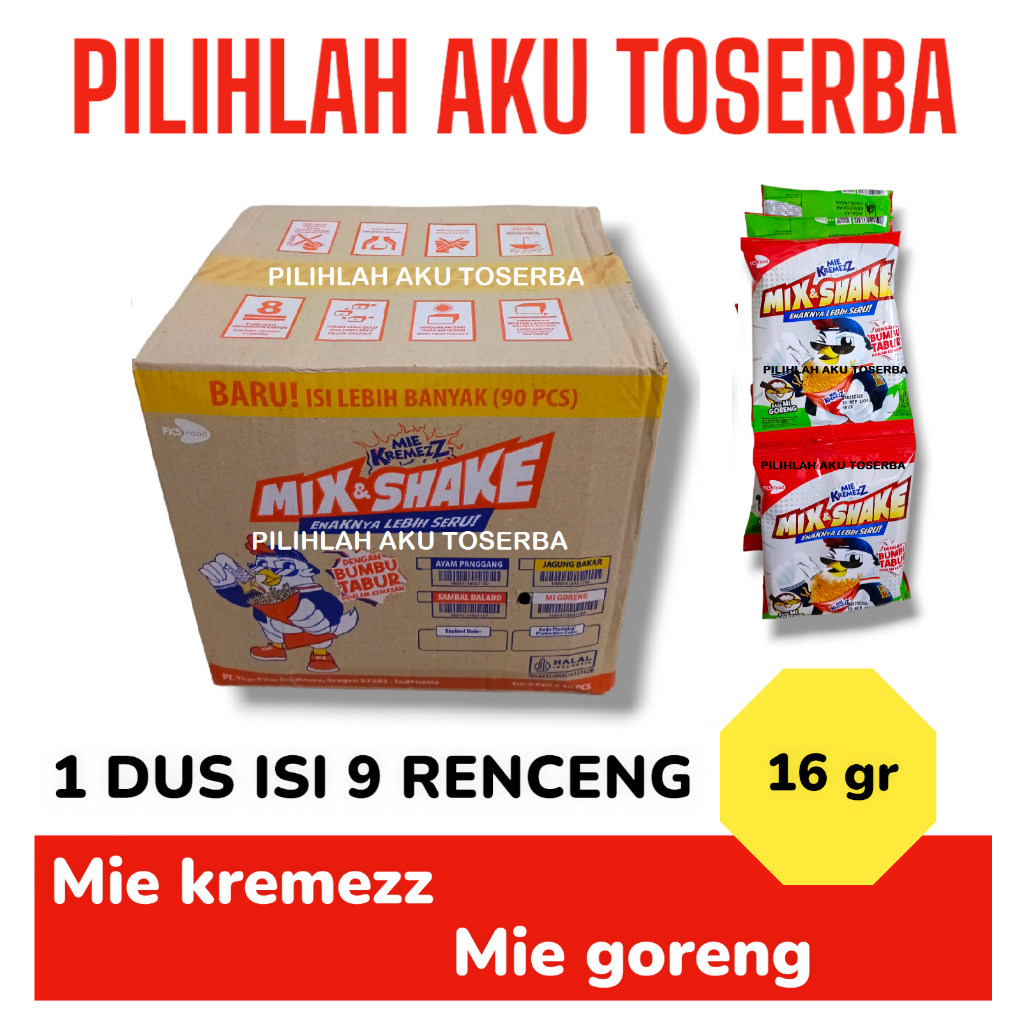 

Mie KREMEZZ Mix & Shake Rasa MIE GORENG Renceng - ( HARGA 1 DUS )