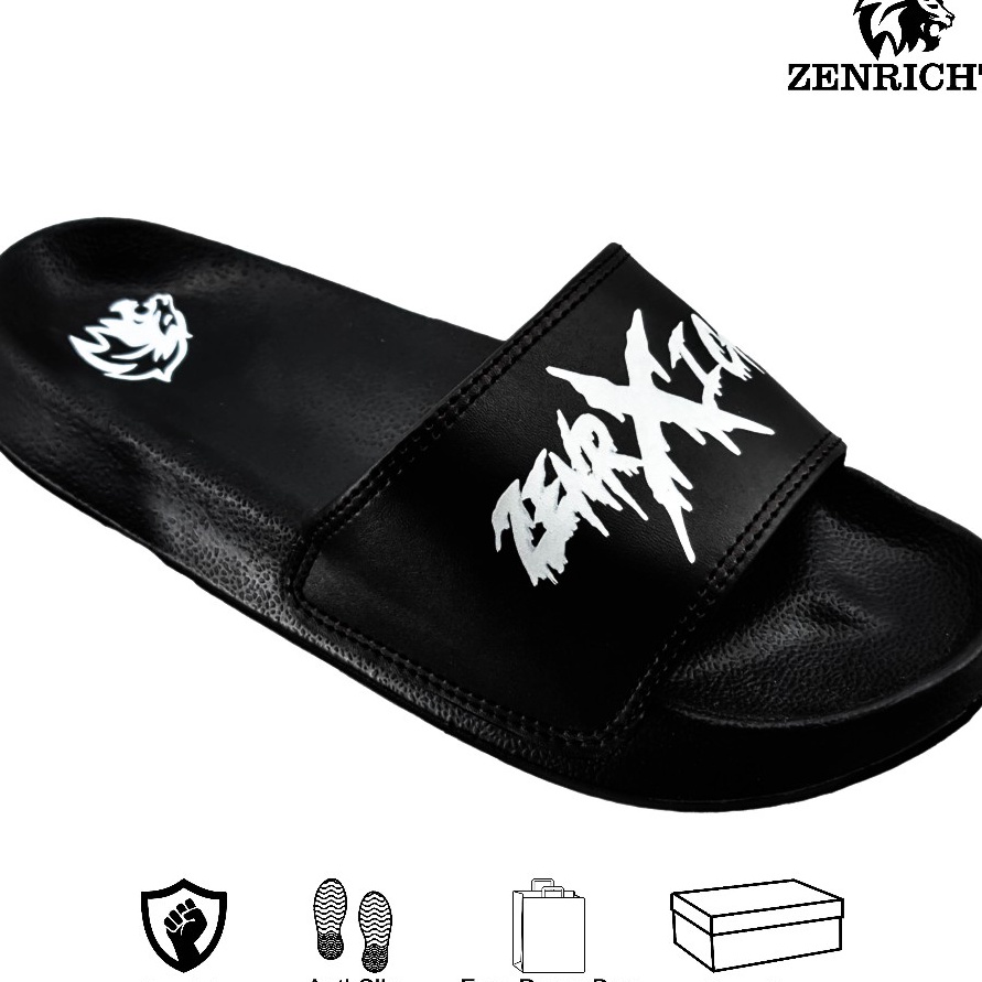 New Zenricht  Sandal Pria Hitam Putih Motif Zenxricht