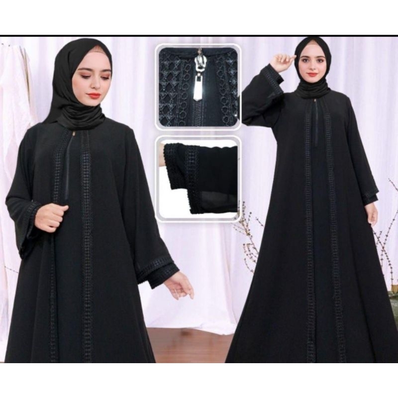 Gamis Zahra Abaya Hitam Polos Babydoll Premium