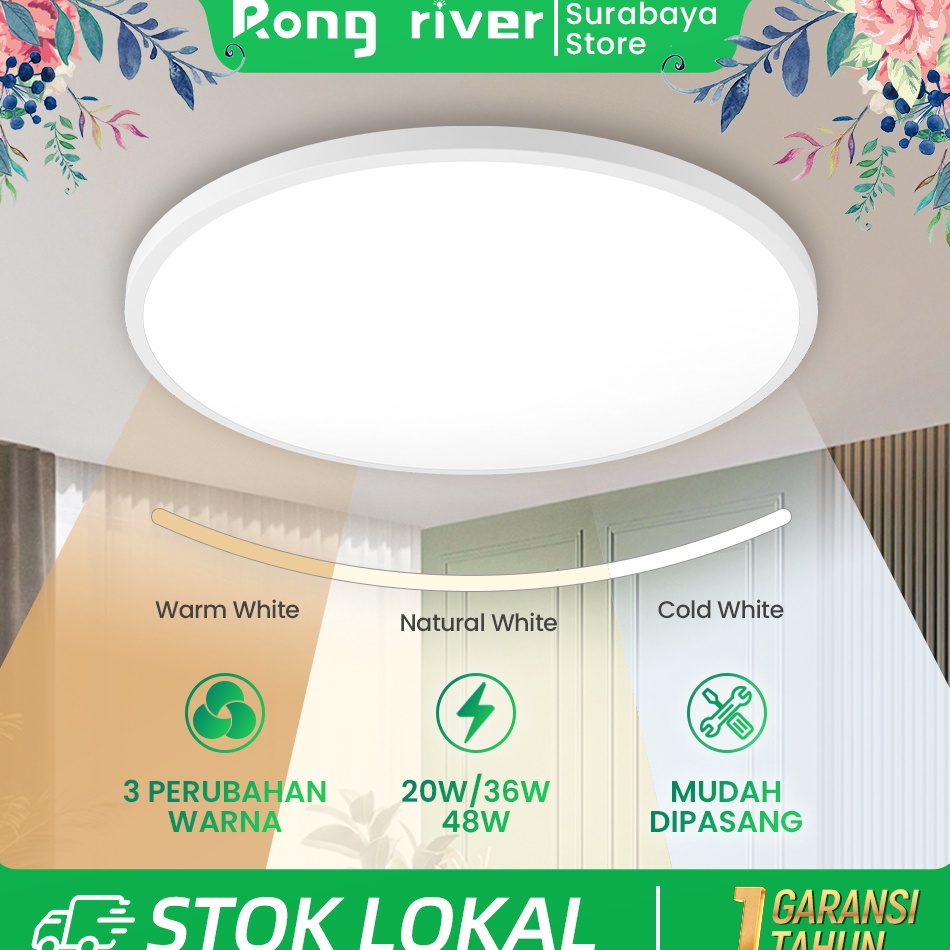 KODE K1Q Surabaya 3Warna 48W 36W 2W Lampu Plafon MinimalisLampu LED KamarLampu DownlightLampu Plafon