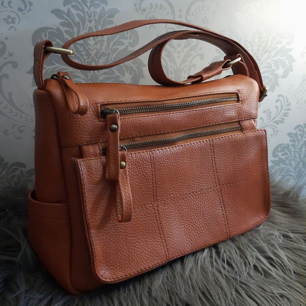 Tas wanita kulit asli garut -tas selempang kulit asli motif jeruk