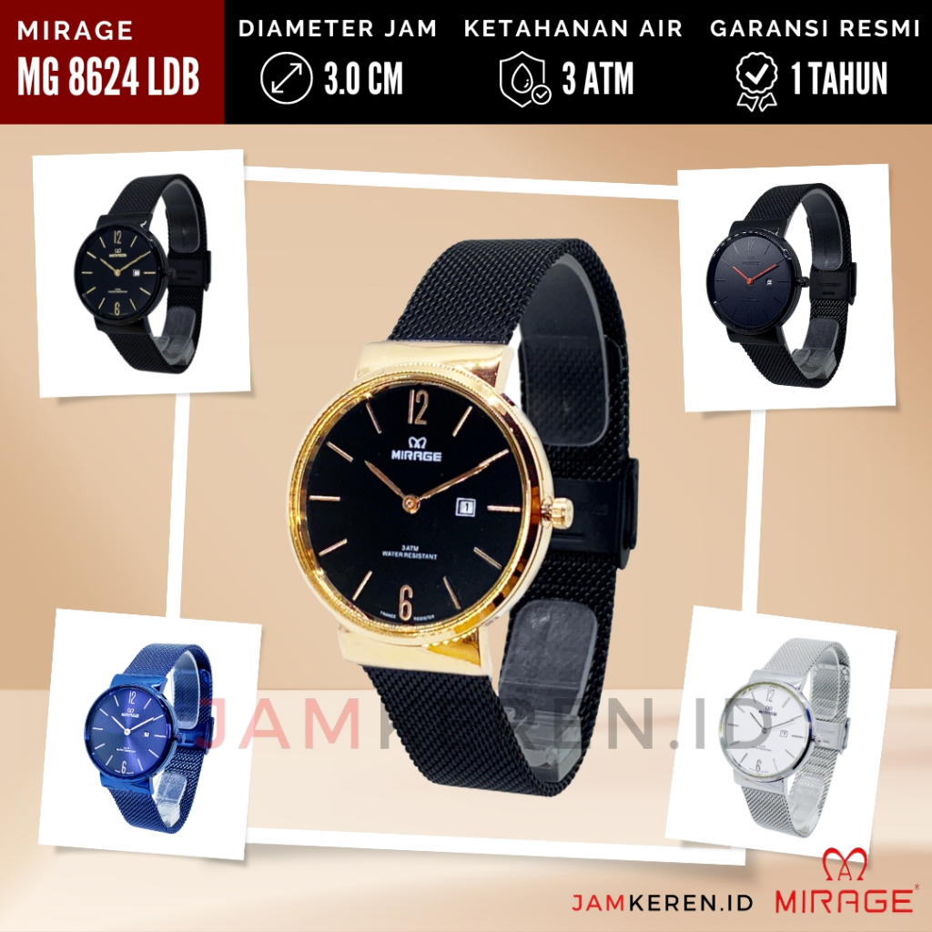 JAMKEREN Mirage Original Jam Tangan Wanita Mirage 8624L 8624 L Stainless Steel, Original dan Bergara